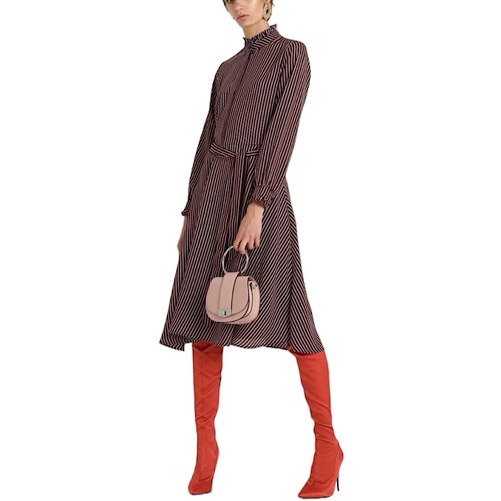 JUST Female Striped Kaleda Long Sleeve Midi Dress Size XS